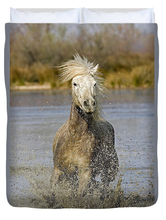 Adult Duvet Cover featuring the photograph Camargue Horse #2 by Gerard Lacz