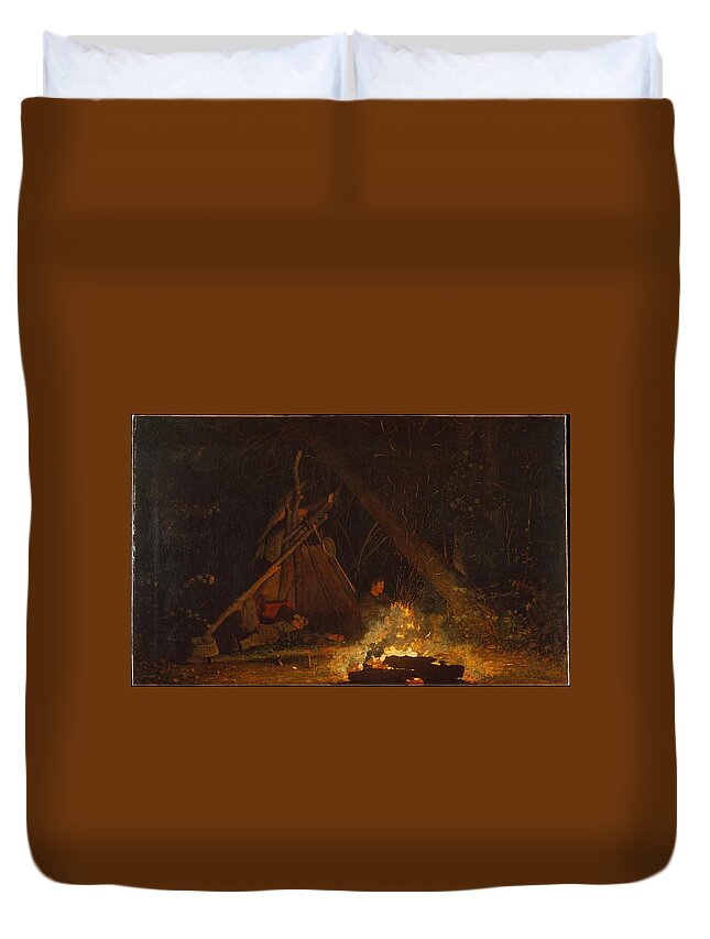 Camp Fire Duvet Cover featuring the painting Camp Fire #2 by MotionAge Designs