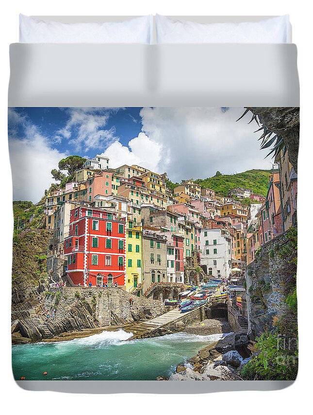 Architecture Duvet Cover featuring the photograph Colors of Cinque Terre #2 by JR Photography