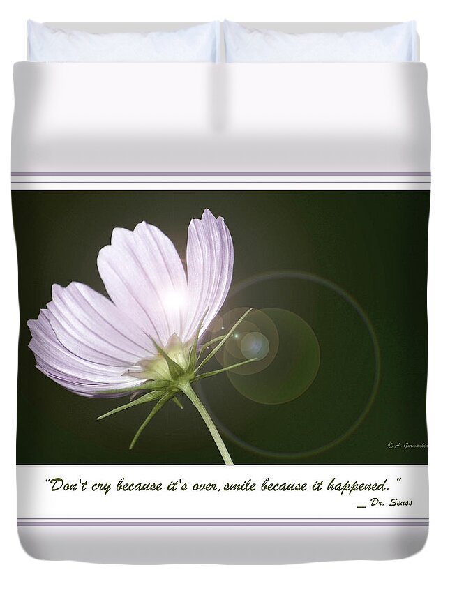 Environment Duvet Cover featuring the photograph Cosmos Flower in Full Bloom #2 by A Macarthur Gurmankin