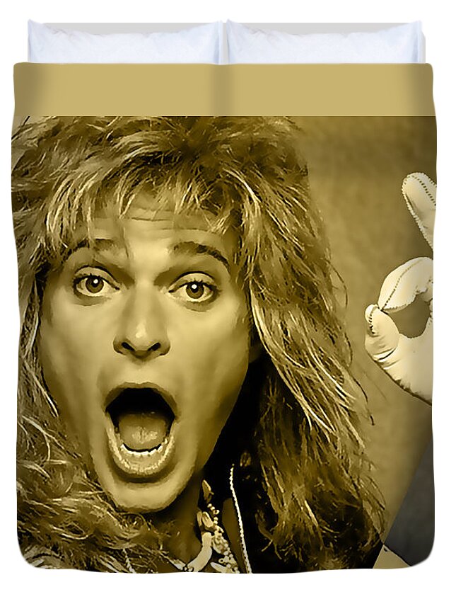 David Lee Roth Duvet Cover featuring the mixed media David Lee Roth Collection #2 by Marvin Blaine
