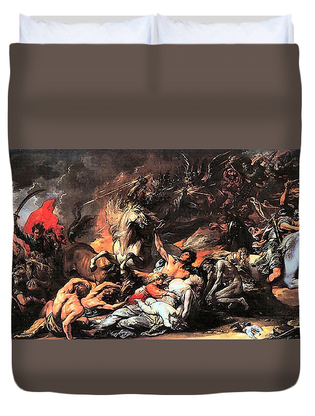 Benjamin West Duvet Cover featuring the painting Death On A Pale Horse #2 by Benjamin West