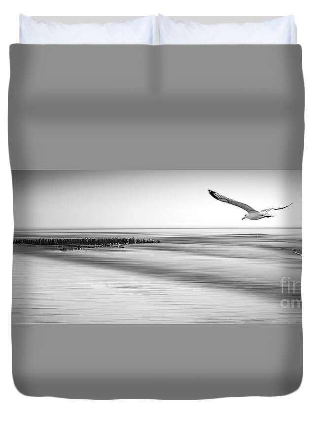 Beach Duvet Cover featuring the photograph Desire Light Bw by Hannes Cmarits