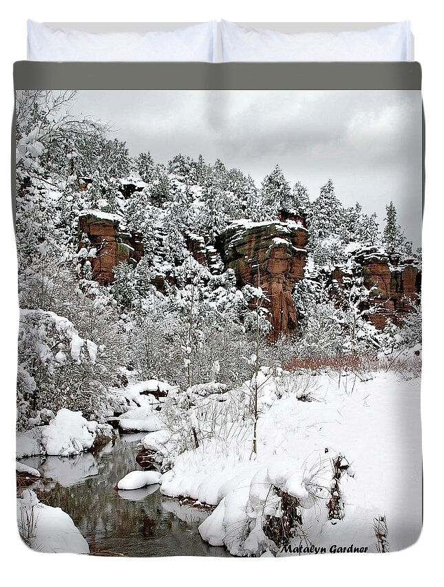Snow Duvet Cover featuring the photograph East Verde Winter Crossing #2 by Matalyn Gardner
