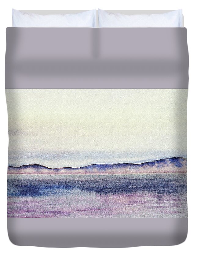 Sea Duvet Cover featuring the painting Elongated Seascape Painting #3 by Irina Sztukowski