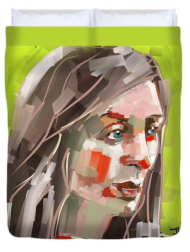 Portrait Duvet Cover featuring the digital art Emily #2 by Jim Vance