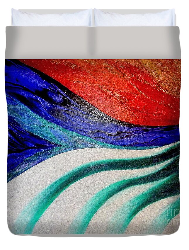 Energy Duvet Cover featuring the painting Energy #3 by Kumiko Mayer