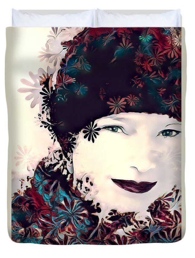 Flower Duvet Cover featuring the digital art Flower Girl #1 by Pennie McCracken
