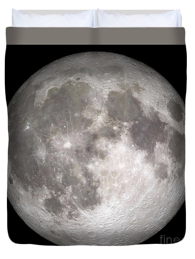 Digital Composite Duvet Cover featuring the photograph Full Moon by Stocktrek Images