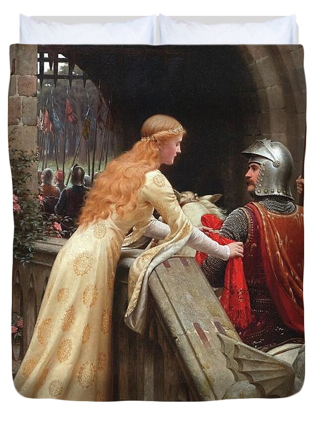God Speed Duvet Cover featuring the painting God Speed by Edmund Blair Leighton