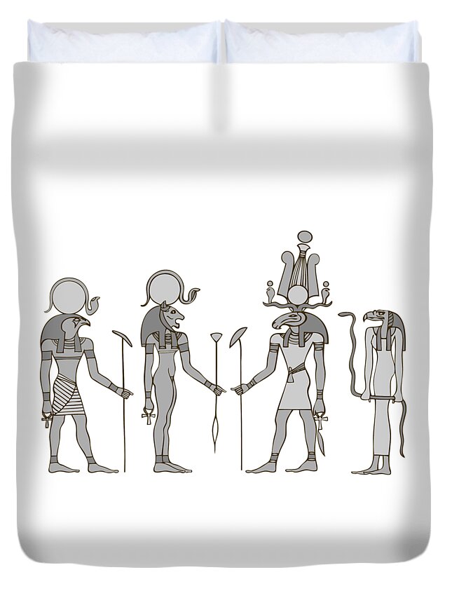 Apis Duvet Cover featuring the digital art Gods of ancient Egypt #2 by Michal Boubin
