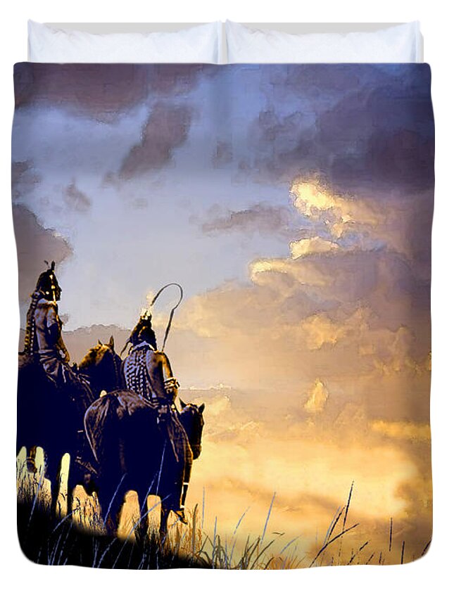 Native Americans Duvet Cover featuring the painting Going Home #2 by Paul Sachtleben