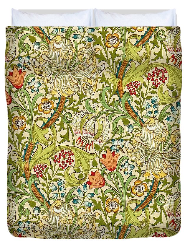 William Morris Duvet Cover featuring the painting Golden Lily by William Morris