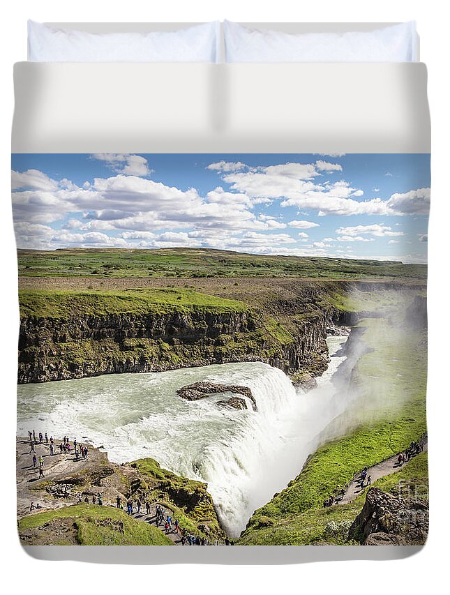 Gullfoss Duvet Cover featuring the photograph Gullfoss waterfall in Iceland #2 by Didier Marti