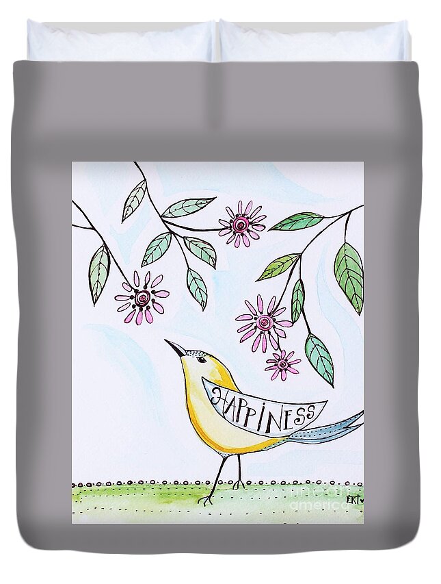 Birds Duvet Cover featuring the painting Happiness #2 by Elizabeth Robinette Tyndall