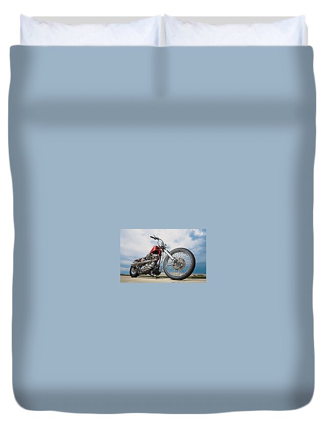 Harley-davidson Duvet Cover featuring the photograph Harley-davidson #2 by Mariel Mcmeeking