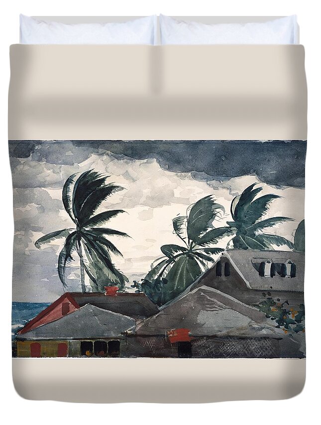 Winslow Homer Duvet Cover featuring the painting Hurricane Bahamas #4 by Winslow Homer