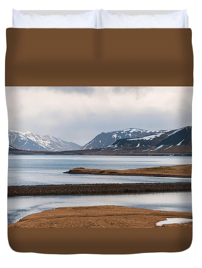 Icelandic Duvet Cover featuring the photograph Icelandic mountain Landscape by Michalakis Ppalis