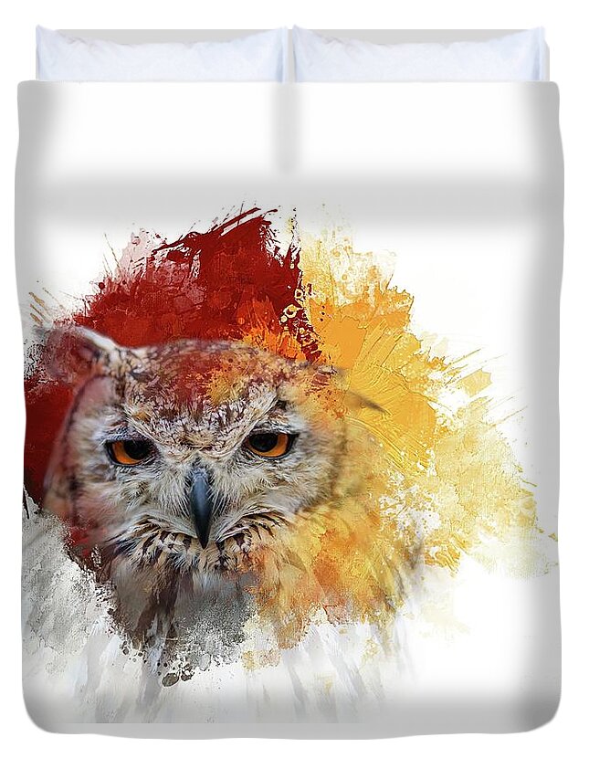 Indian Eagle-owl Duvet Cover featuring the photograph Indian Eagle-Owl #2 by Eva Lechner