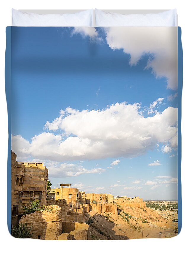 India Duvet Cover featuring the photograph Jaisalmer fortress in Rajasthan #2 by Didier Marti