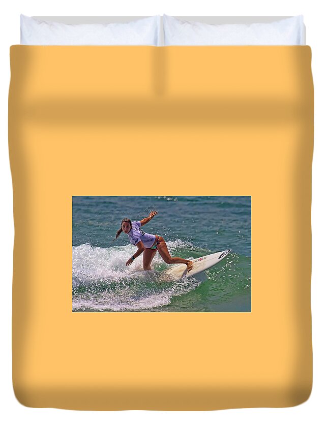 Surfers Duvet Cover featuring the photograph Johanne Defay #2 by Waterdancer