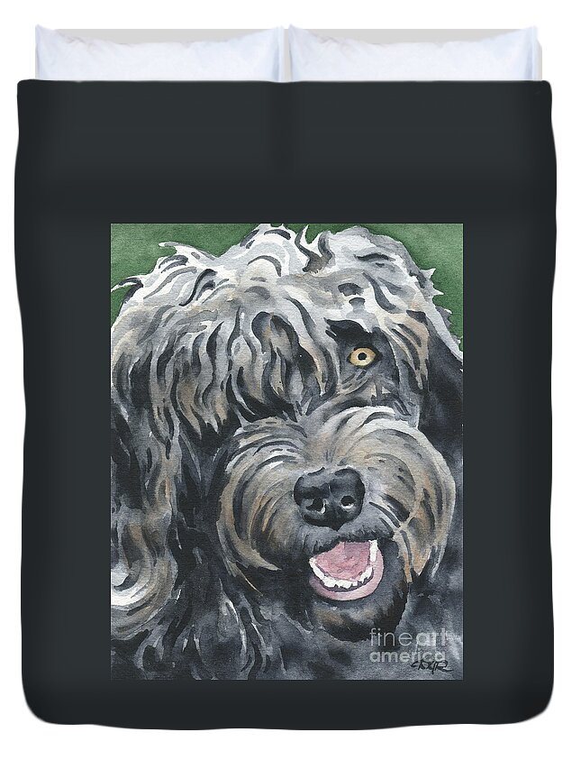 Labradoodle Duvet Cover featuring the painting Labradoodle by David Rogers