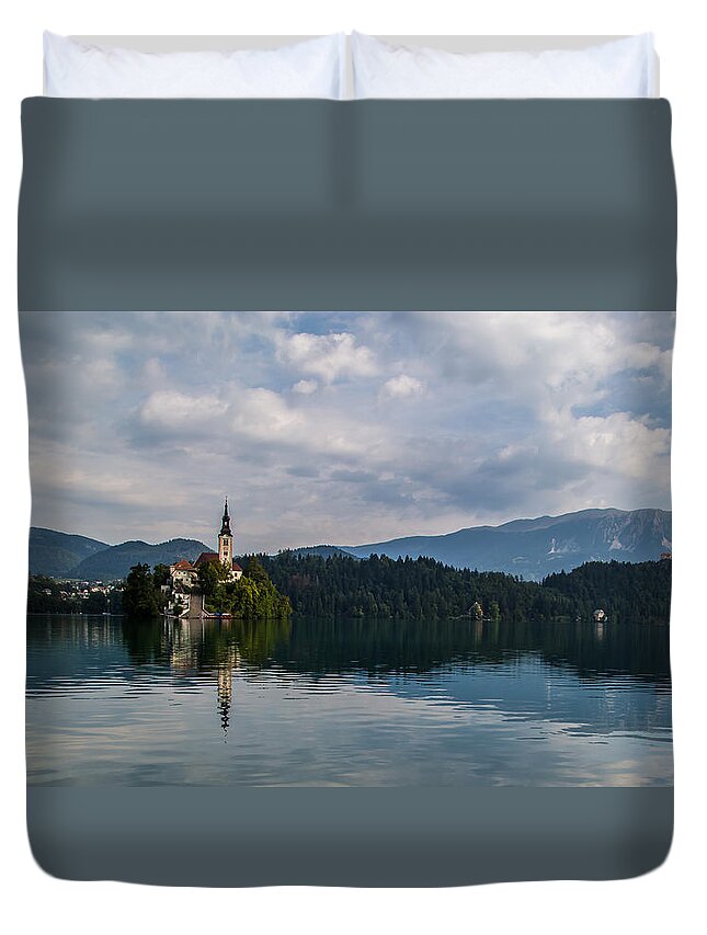 Lake Bled Duvet Cover featuring the photograph Lake Bled #4 by Lev Kaytsner
