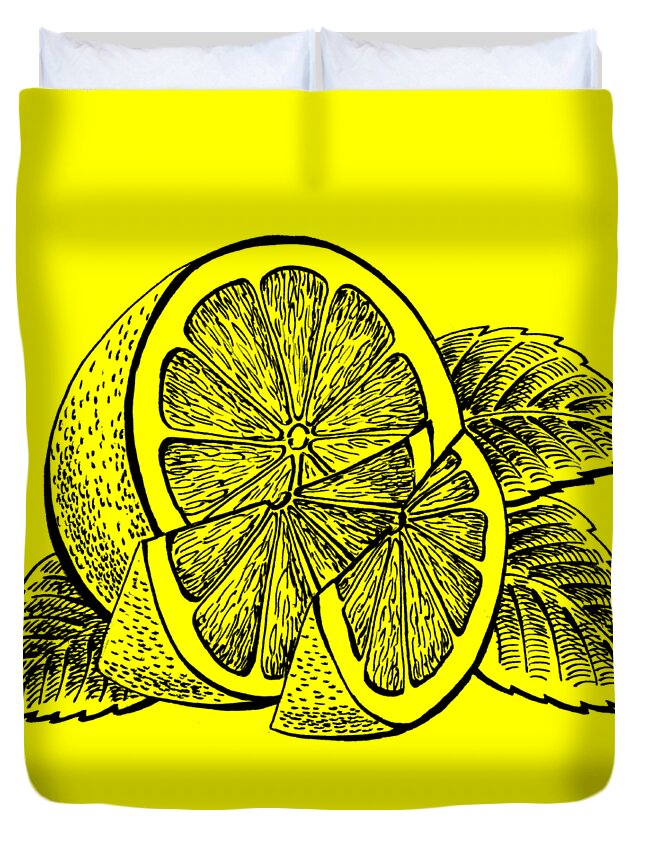 Lemon Duvet Cover featuring the painting Lemon #1 by Irina Sztukowski