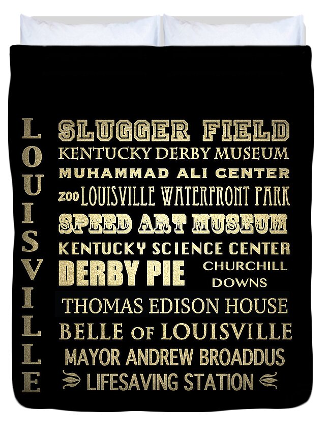 Louisville Duvet Cover featuring the digital art Louisville Famous Landmarks #2 by Patricia Lintner