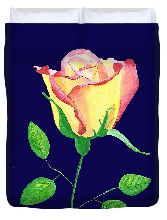 Rose Duvet Cover featuring the painting Love in Bloom #2 by Rodney Campbell