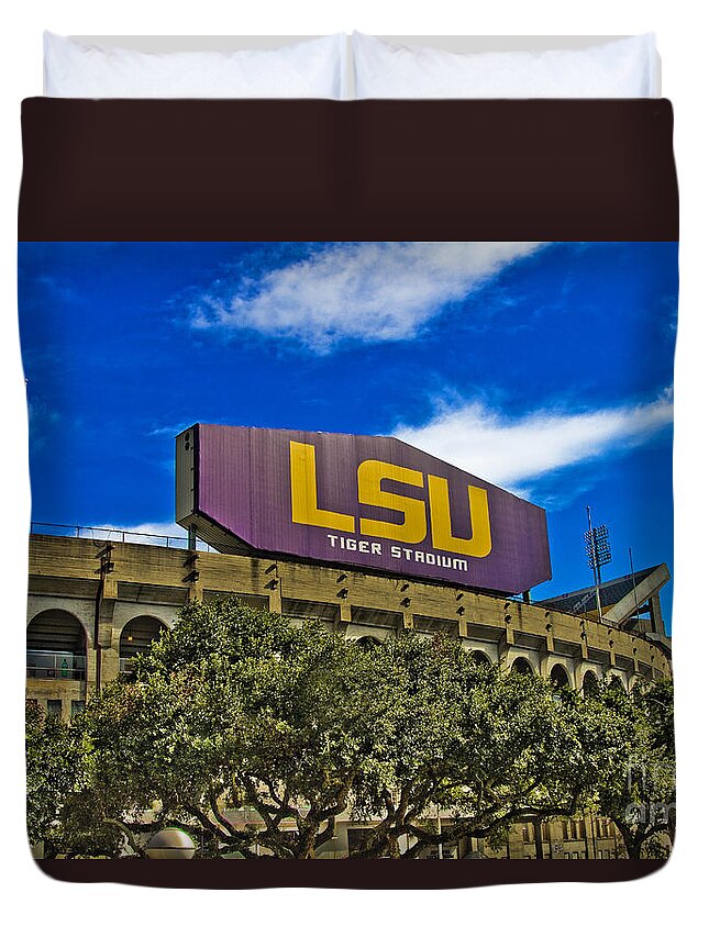 Lsu Duvet Cover featuring the photograph LSU Tiger Stadium #2 by Scott Pellegrin