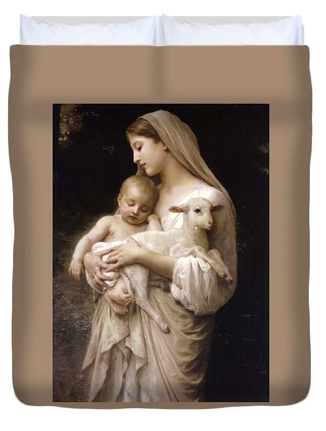 Nativity Duvet Cover featuring the painting Madonna and Child #1 by William Bouguereau