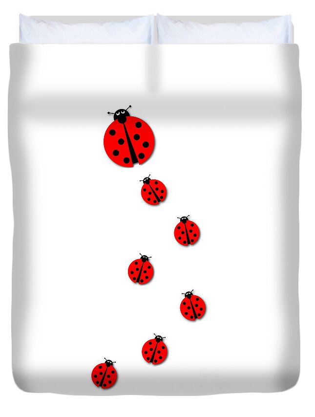 Many Duvet Cover featuring the digital art Many Ladybugs #2 by Henrik Lehnerer