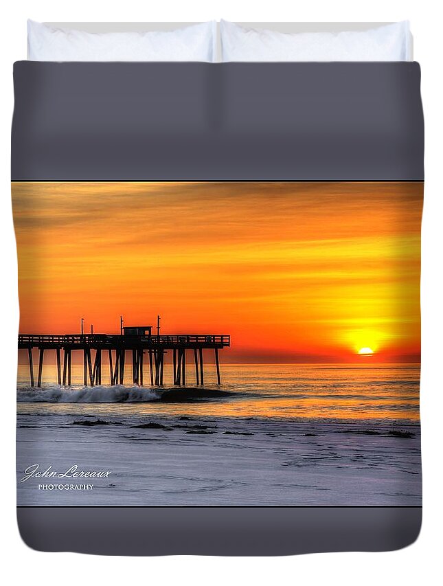 Margate N.j.sunrise Duvet Cover featuring the photograph Margate sunrise #2 by John Loreaux