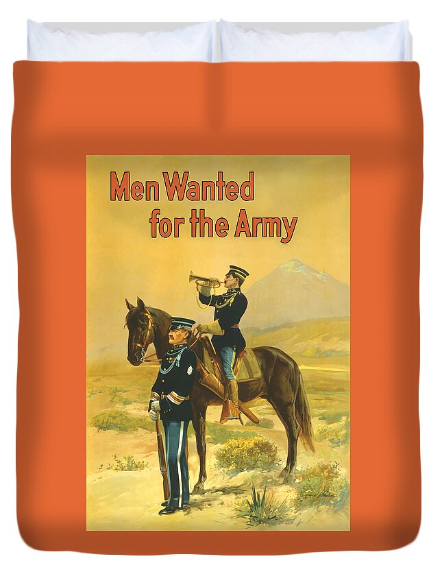 Army Duvet Cover featuring the painting Men Wanted For The Army #2 by War Is Hell Store