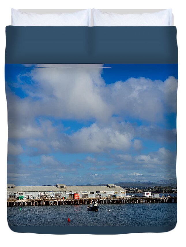 Monterey Commercial Wharf Duvet Cover featuring the photograph Monterey Commercial Wharf by Derek Dean