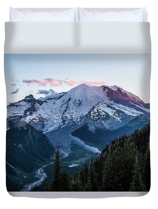 Landscape Duvet Cover featuring the photograph Mt.Rainier in sunset #2 by Hisao Mogi