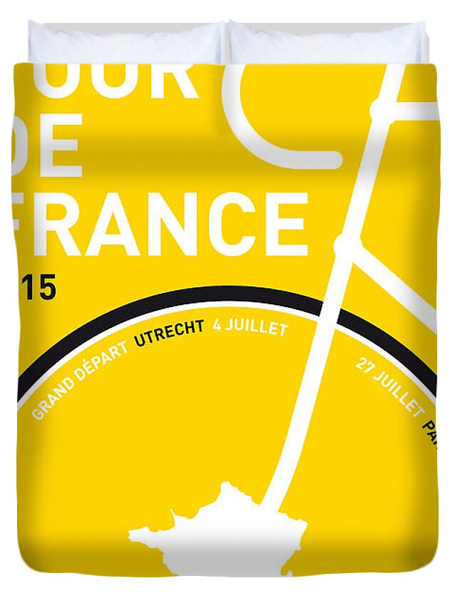 2015 Duvet Cover featuring the digital art My Tour De France Minimal Poster by Chungkong Art