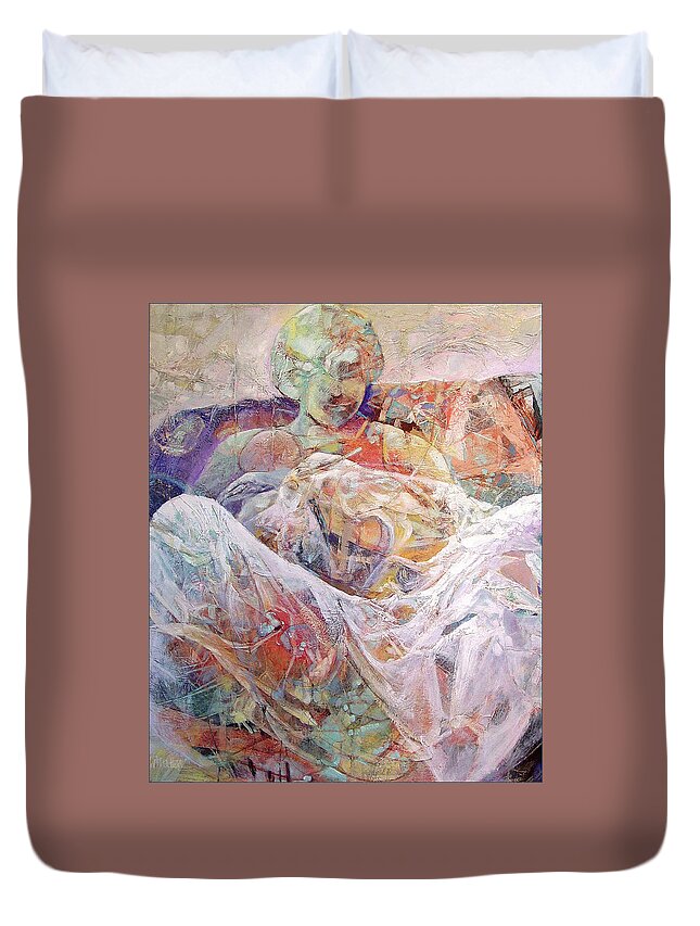  Duvet Cover featuring the painting New Arrival by Dale Witherow