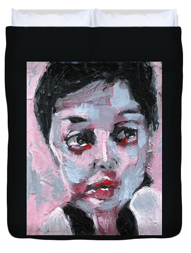Portrait Duvet Cover featuring the painting Olivia #3 by Jim Vance