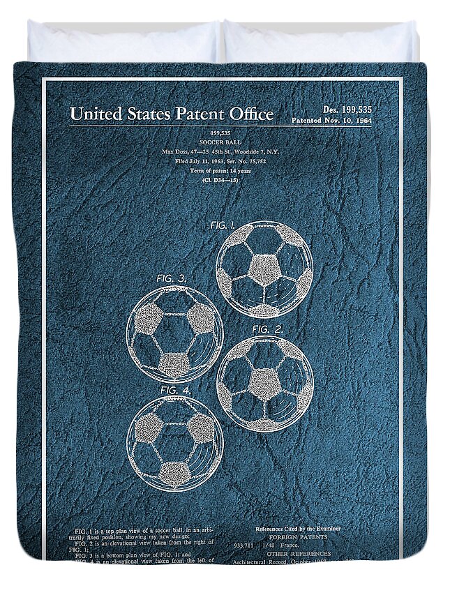 Soccer Duvet Cover featuring the photograph Original 1964 Vintage Soccer Ball Patent #2 by Doc Braham