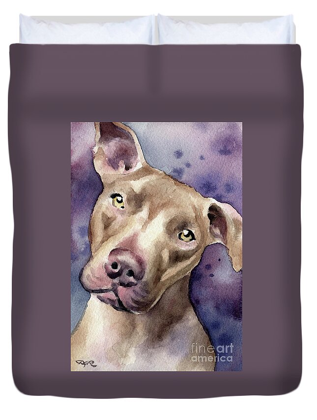 Pit Duvet Cover featuring the painting Pit Bull by David Rogers