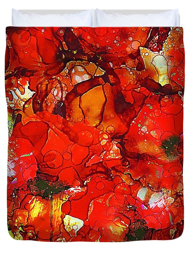 Abstract Duvet Cover featuring the painting Poppies #2 by Klara Acel