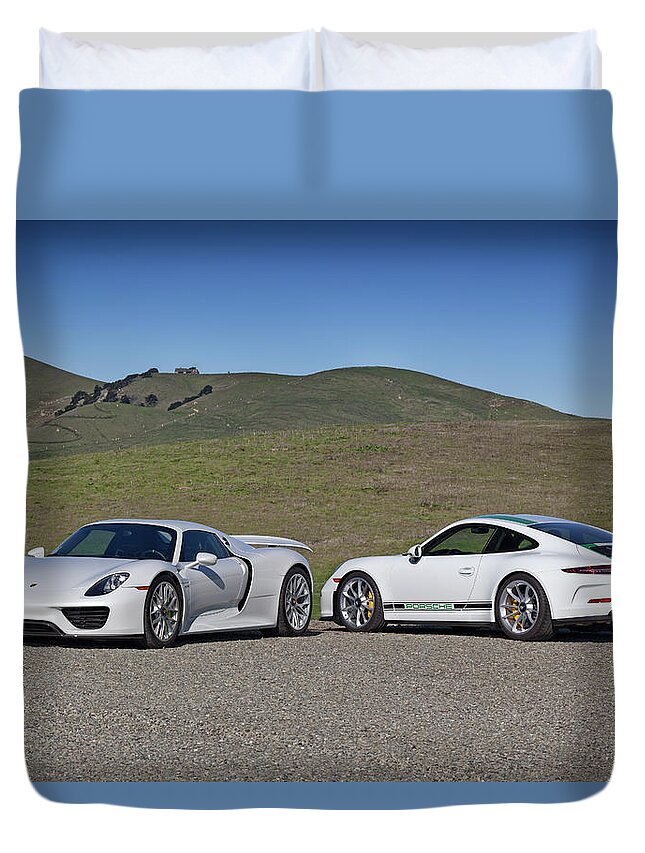 Cars Duvet Cover featuring the photograph #Porsche #911R and #918Spyder #Print #2 by ItzKirb Photography