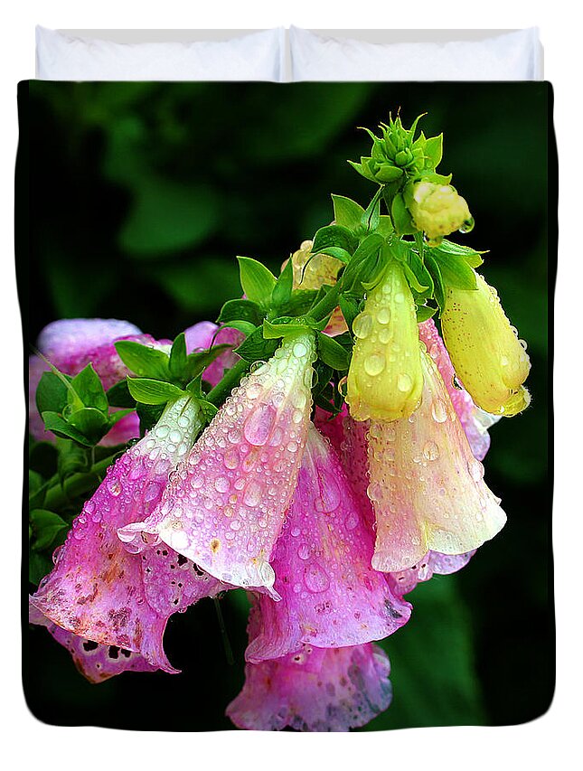 Foxgloves Duvet Cover featuring the photograph Raindrops #3 by Judi Bagwell