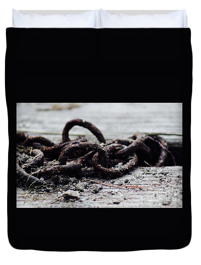 Rust Duvet Cover featuring the photograph Rusty Chain by Deena Withycombe