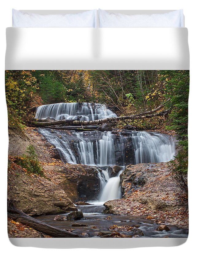 Pictured Rocks National Lakeshore Duvet Cover featuring the photograph Sable Falls #2 by Gary McCormick