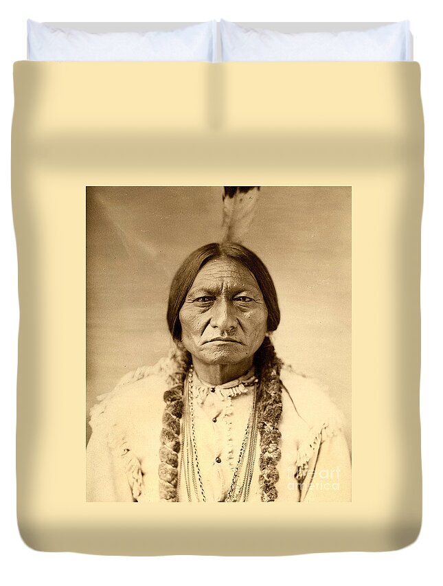 American Dakota Sioux Indian Chief Duvet Cover featuring the photograph Sitting Bull by American School