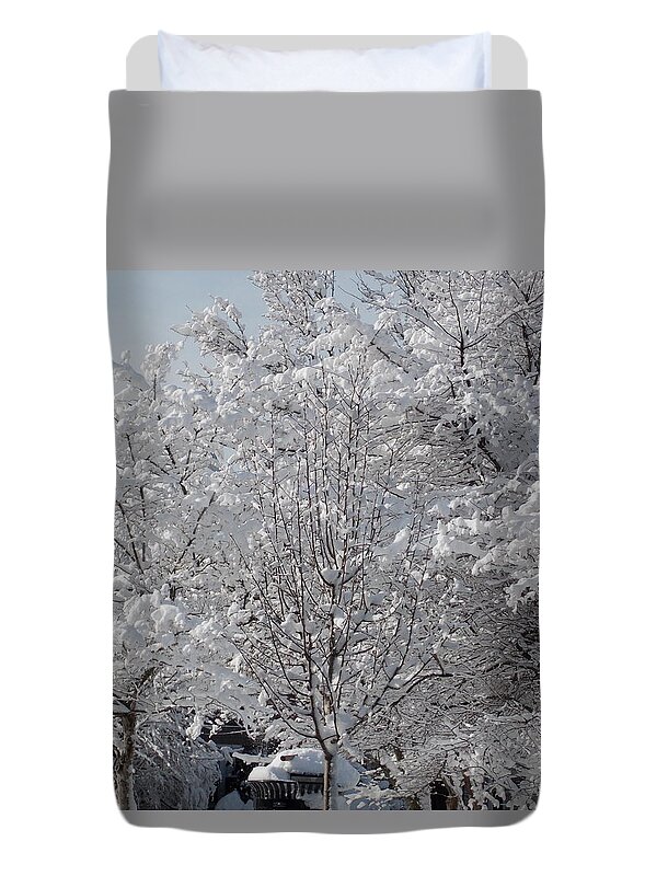 Malden Duvet Cover featuring the photograph Snow Covered Trees #3 by Catherine Gagne