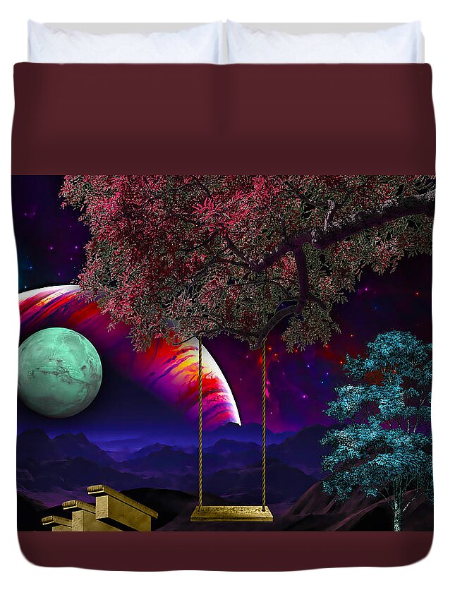 Fantasy Duvet Cover featuring the mixed media Somewhere #2 by Marvin Blaine